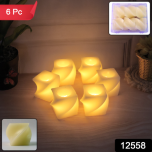Set Of 6 Led Flameless Decorative Candles Square Shape Tealight Lamps