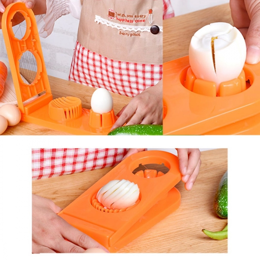 Pack Of_2_2 In 1 Boiled Egg and Mushroom Slicer Cutter Chopper Plastic With Stainless Steel Wired (Color:Assorted) - Image 3