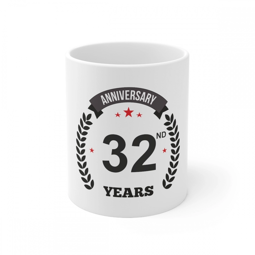 Generic Ceramic 32nd Anniversary Printed Coffee Mug (Color: White, Capacity:330ml)