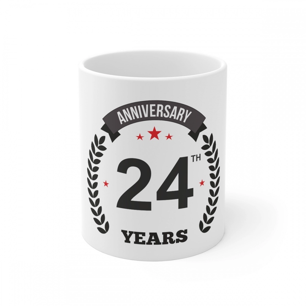 Ceramic 24th Anniversary Printed Coffee Mug (Color: White, Capacity:330ml)