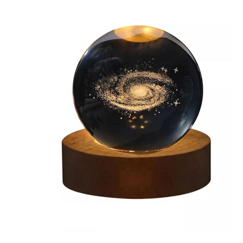 Generic Wood 3D Galaxy Crystal Ball Night Lamp LED Wooden for Galaxy Warm White (Transparent) - Image 2