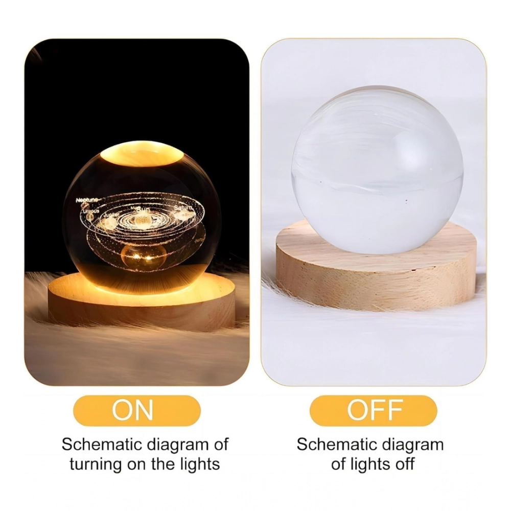 Generic Wood 3D Galaxy Crystal Ball Night Lamp Colorful LED Wooden Dolphin with Moon (Transparent) - Image 3