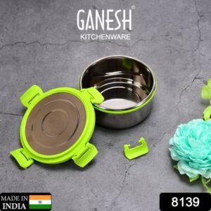 8139 Ganesh Solo Round 400 Stainless Steel Leak Proof Airtight Lunch Pack For Office School Use