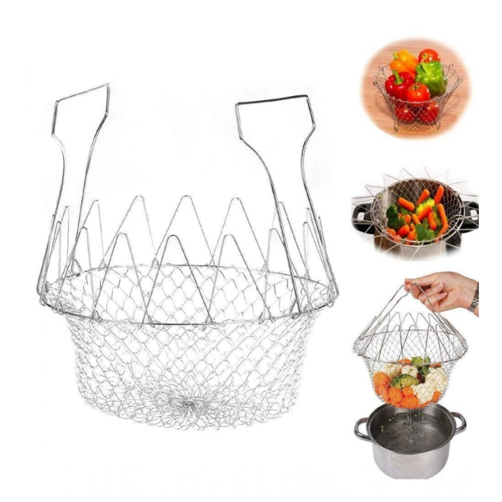Foldable Chef Basket – Multi-Function Strainer And Steamer (Color: Assorted ) - Image 2