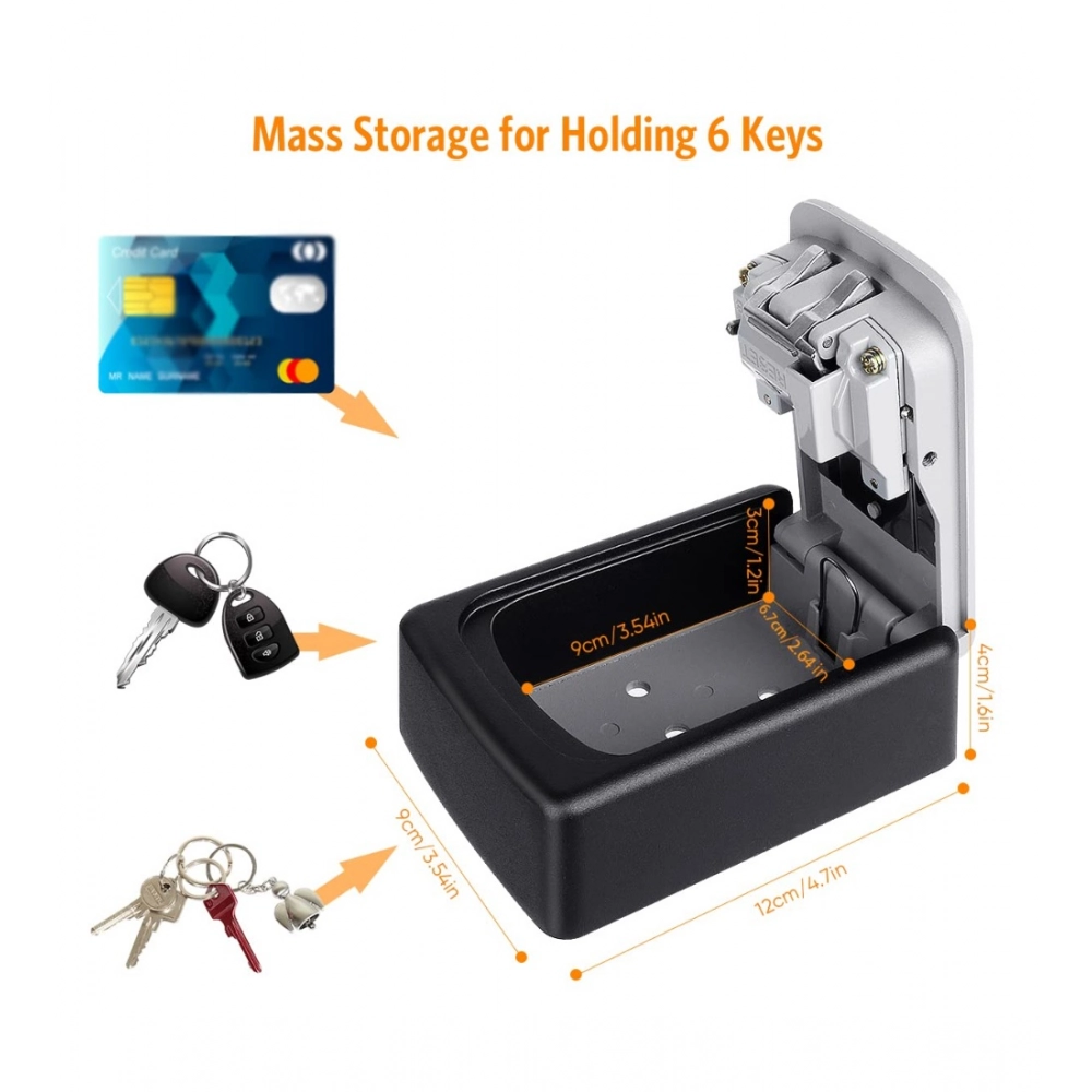 Wall-Mounted ABS Plastic Key Lock Box (Grey-Black ) - Image 2