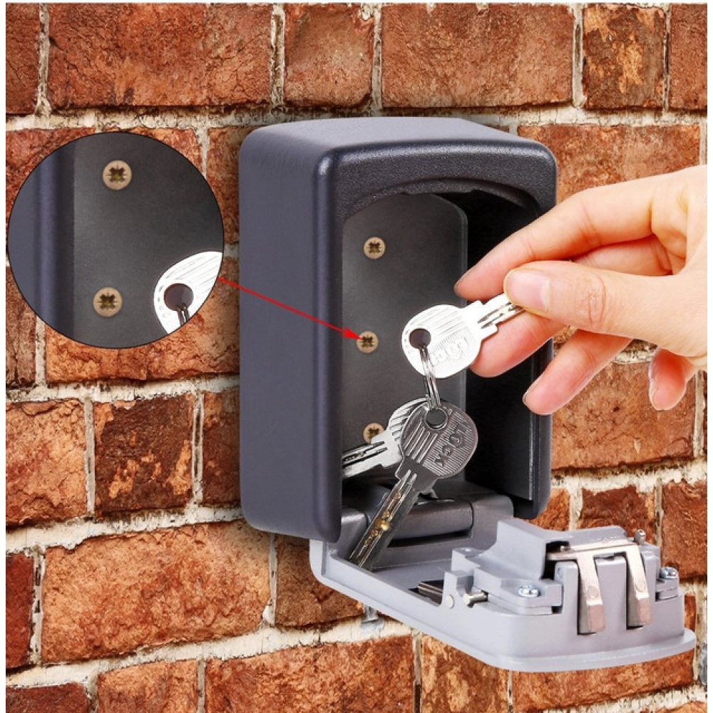 Wall-Mounted ABS Plastic Key Lock Box (Grey-Black ) - Image 4