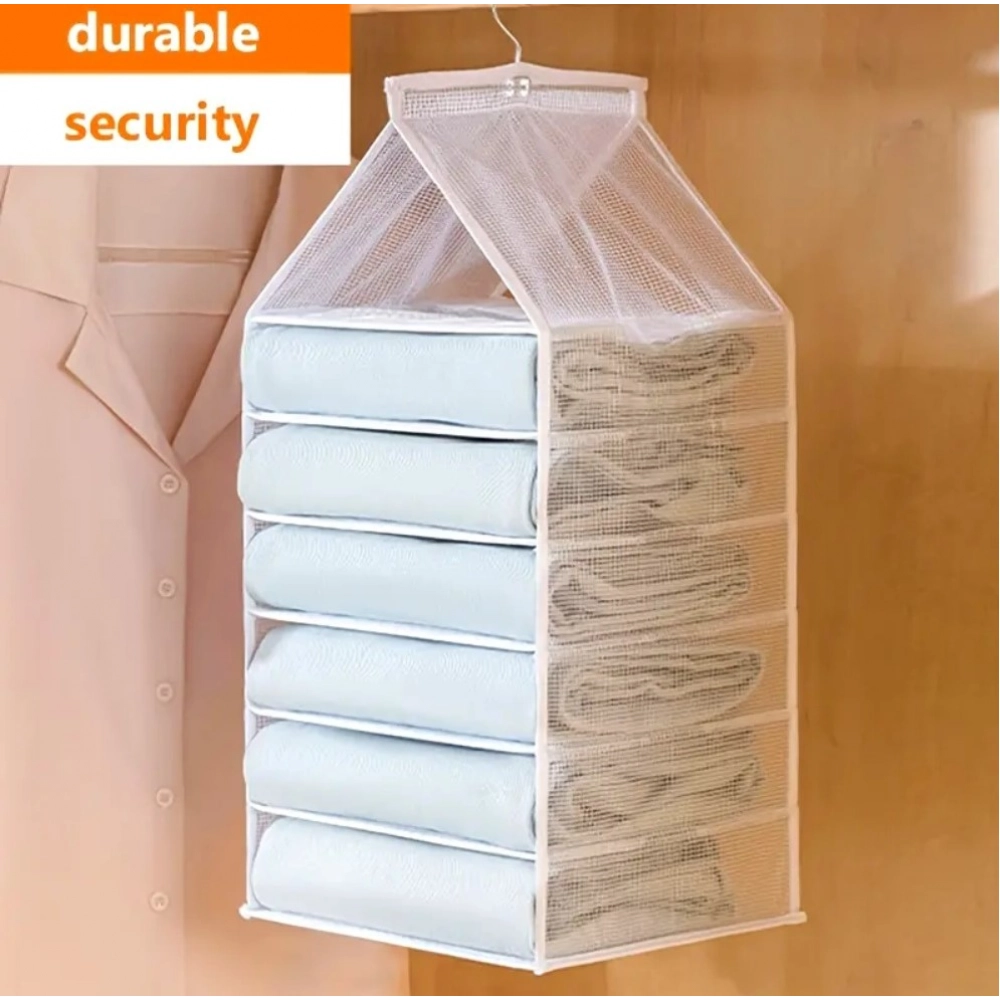 Hanging Foldable Fabric Closet Organizer with 6 Shelves - Image 2