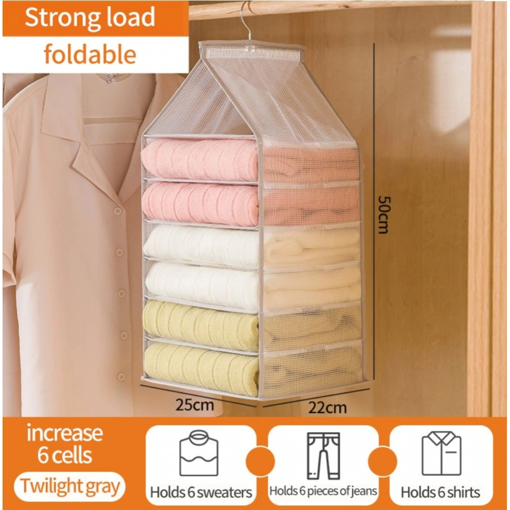 Hanging Foldable Fabric Closet Organizer with 6 Shelves - Image 4