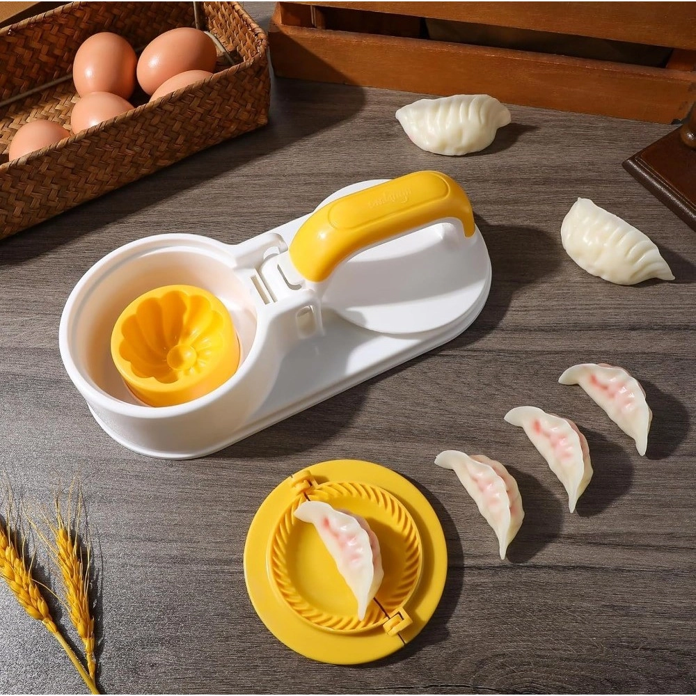 Plastic Solid Dumpling Maker Mold Press (Yellow-White) - Image 2