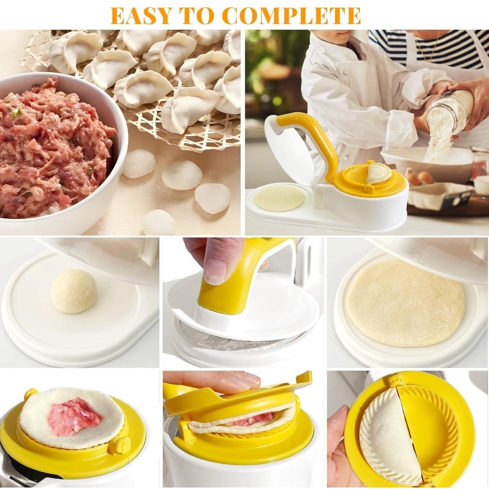 Plastic Solid Dumpling Maker Mold Press (Yellow-White) - Image 4