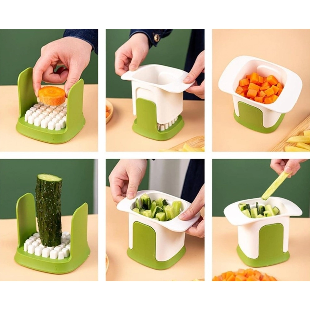 ABS Plastic Solid Hand Pressure Vegetable Chopper and Dicer (Green-White) - Image 2
