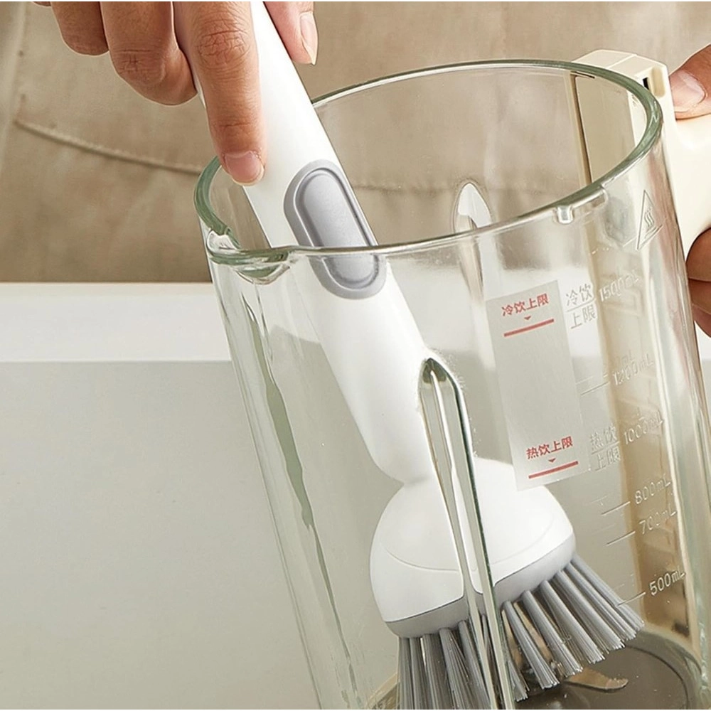 Generic TPR-Plastic Solid Electric Liquid Soap Dispensing Cleaning Brush with Handle (Grey-White) - Image 4
