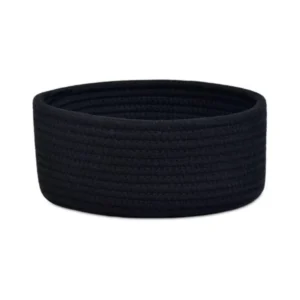 Cotton 8x3 Inch Round 1 Pcs Bedside Organizer With Out Lid (Black)
