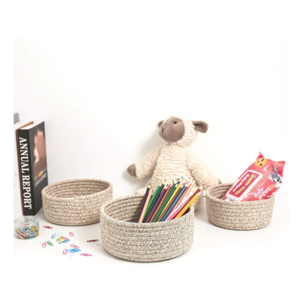 Cotton 8x3 Inch Kidi Round 3 Set Bedside Organizer With Out Lid (Kidi) - Image 3