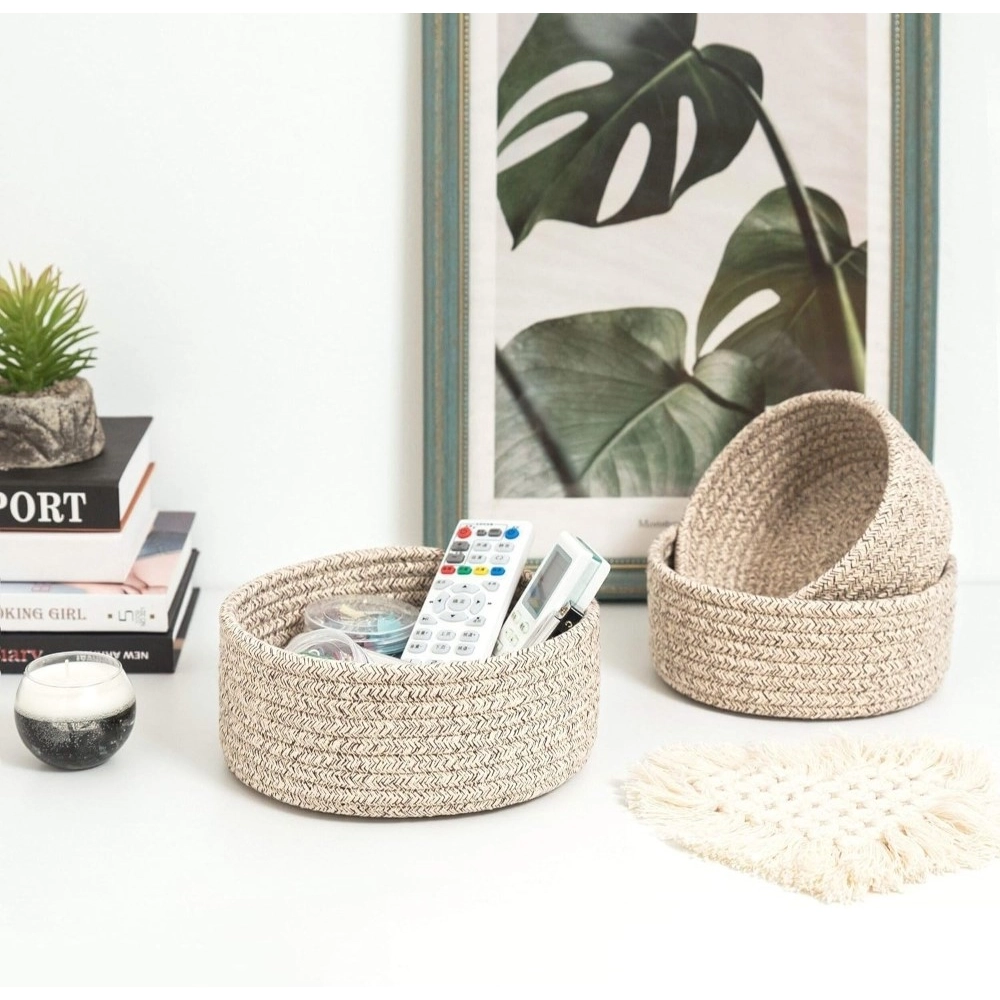 Cotton 8x3 Inch Kidi Round 3 Set Bedside Organizer With Out Lid (Kidi) - Image 4