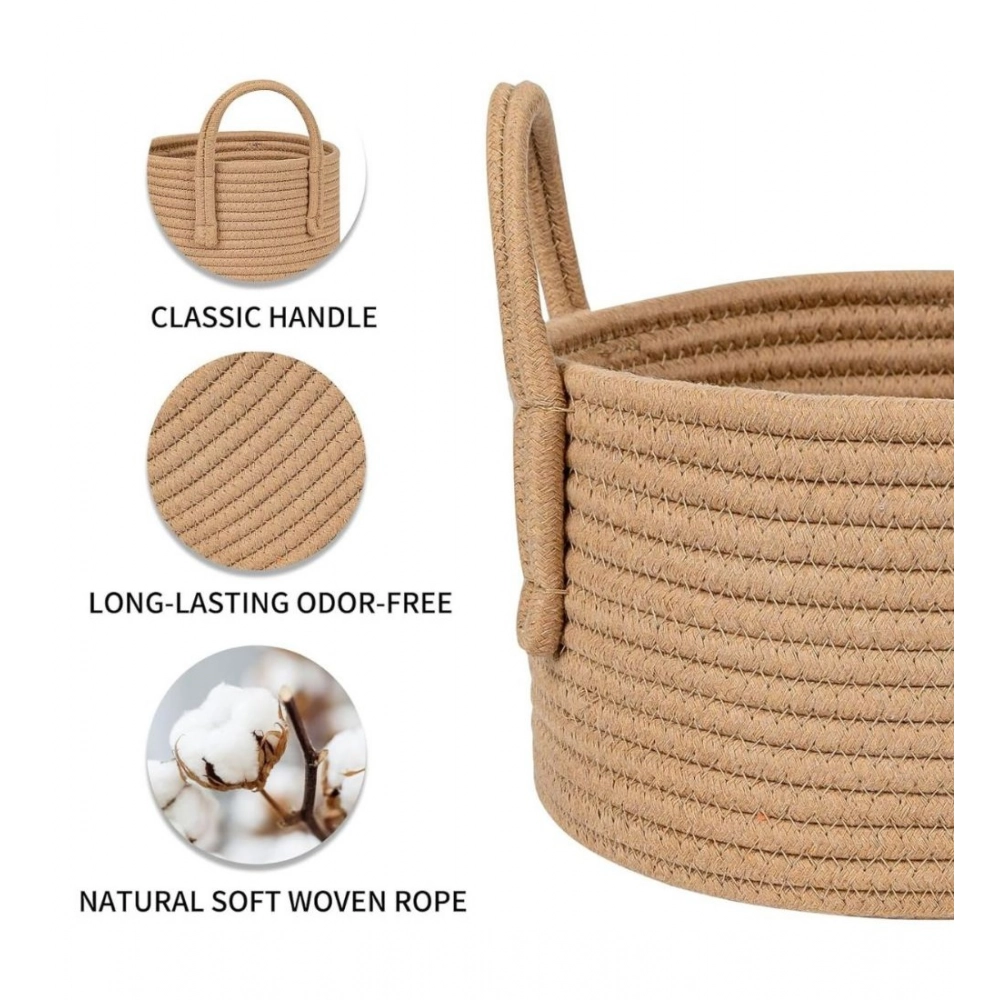 Cotton Pack Of_1 Basket 7x5 Inch Storage Basket For Clothes (Beige) - Image 3