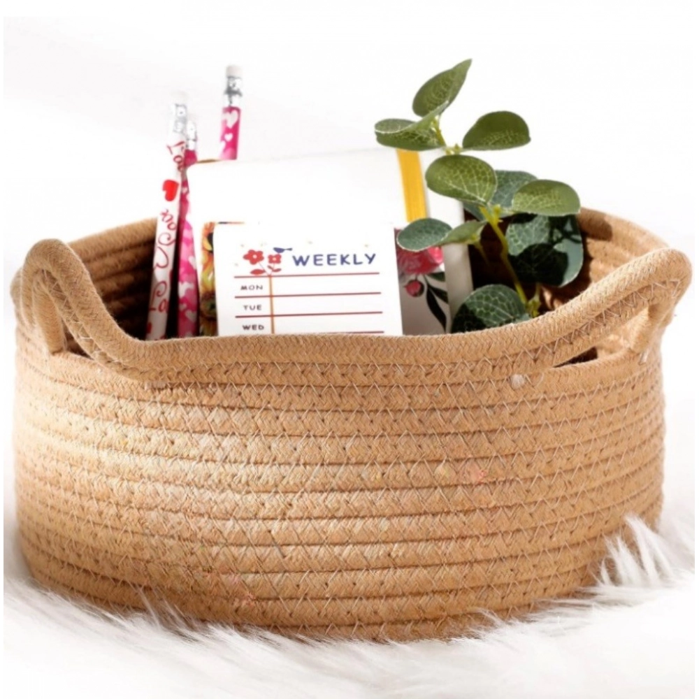Cotton Pack Of_1 Cat Basket 8x4 Inch Storage Basket For Clothes (Beige) - Image 2