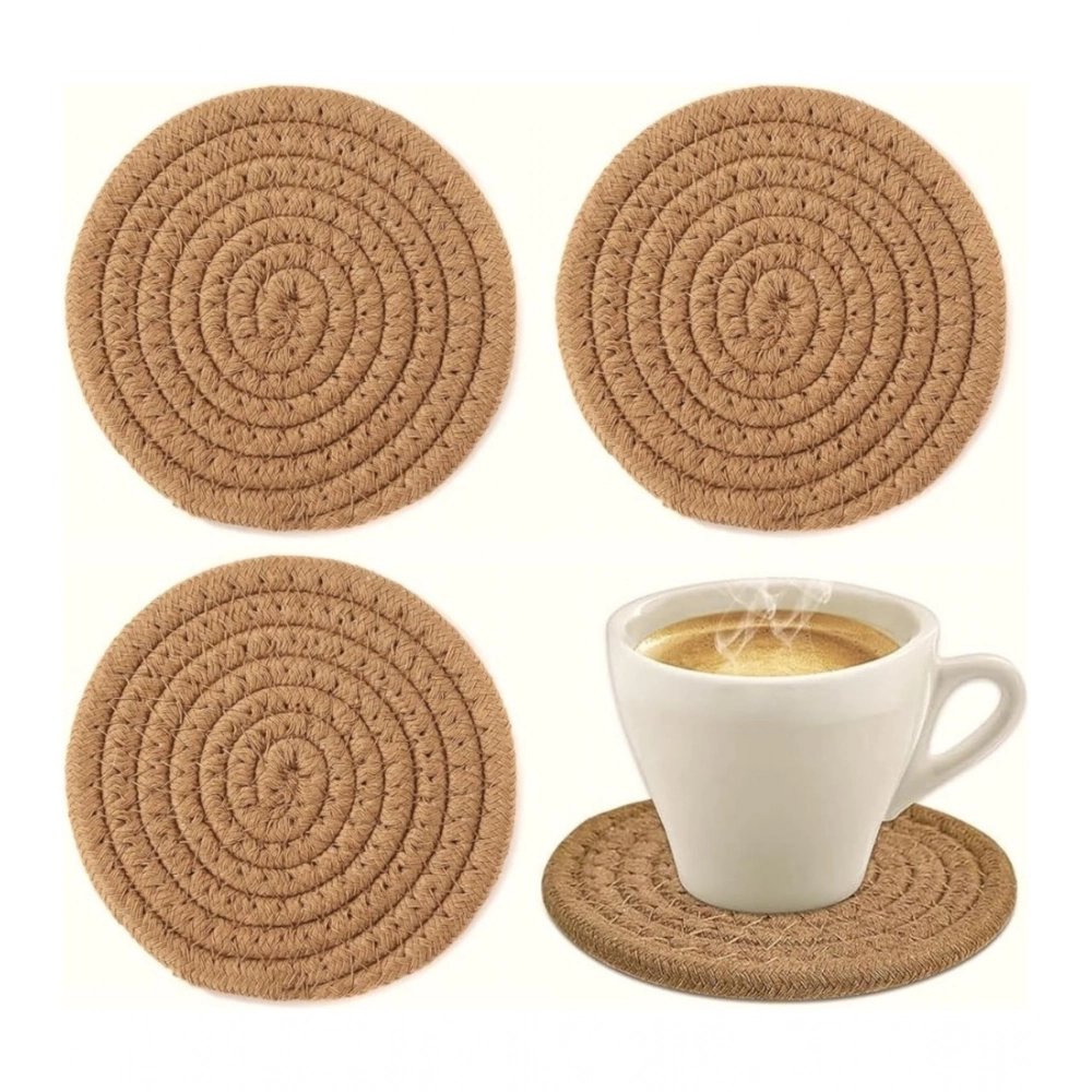 Cotton Pack Of_2 Rope Drink Coasters 4 Pcs Set (Beige) - Image 2