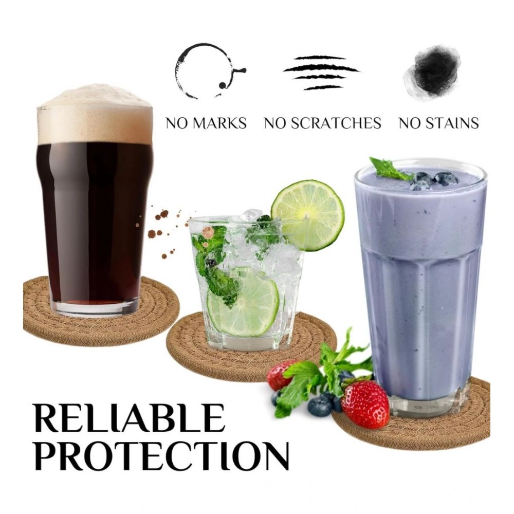 Cotton Pack Of_2 Rope Drink Coasters 4 Pcs Set (Beige) - Image 4