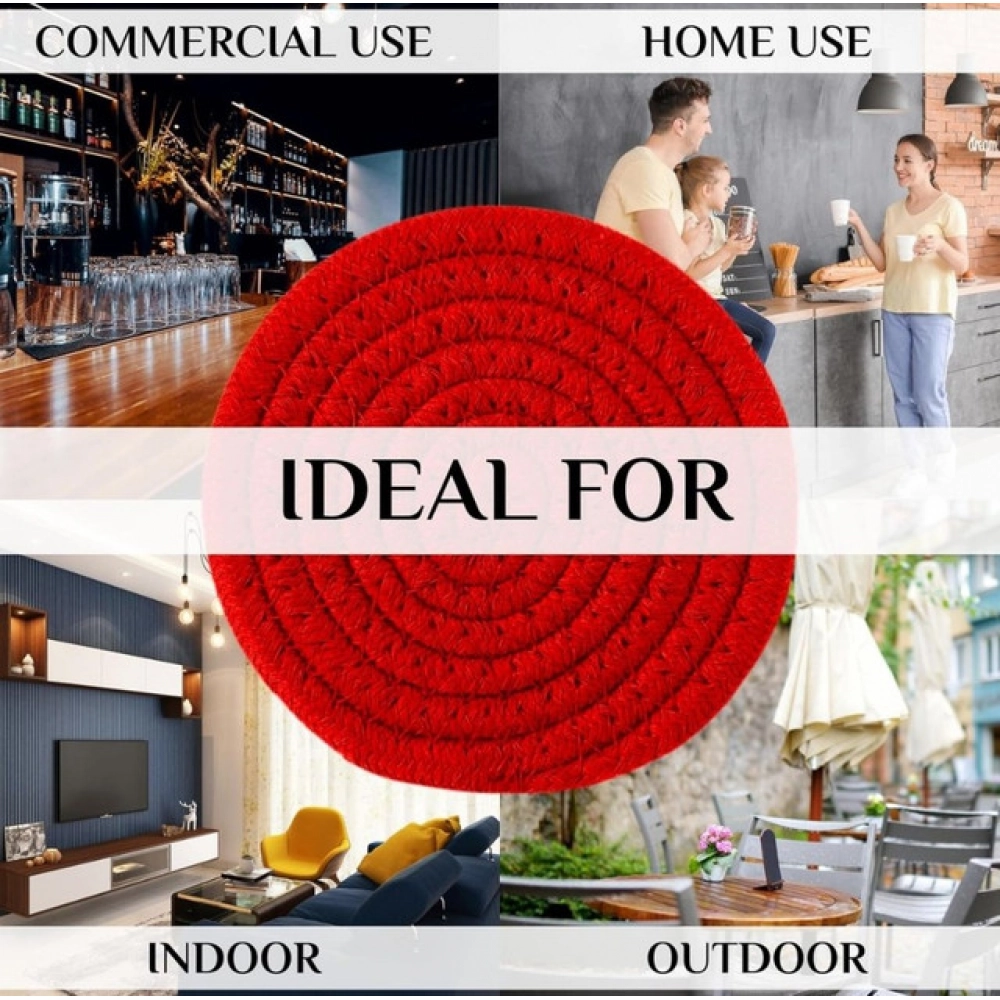 Cotton Pack Of_2 Rope Drink Coasters 4 Pcs Set (Red) - Image 3