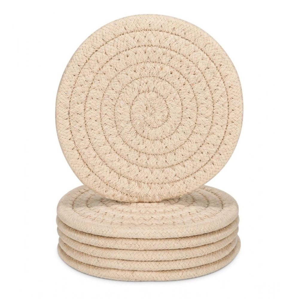 Cotton Rope Drink Coasters 6 Pcs Set (Cream) - Image 2