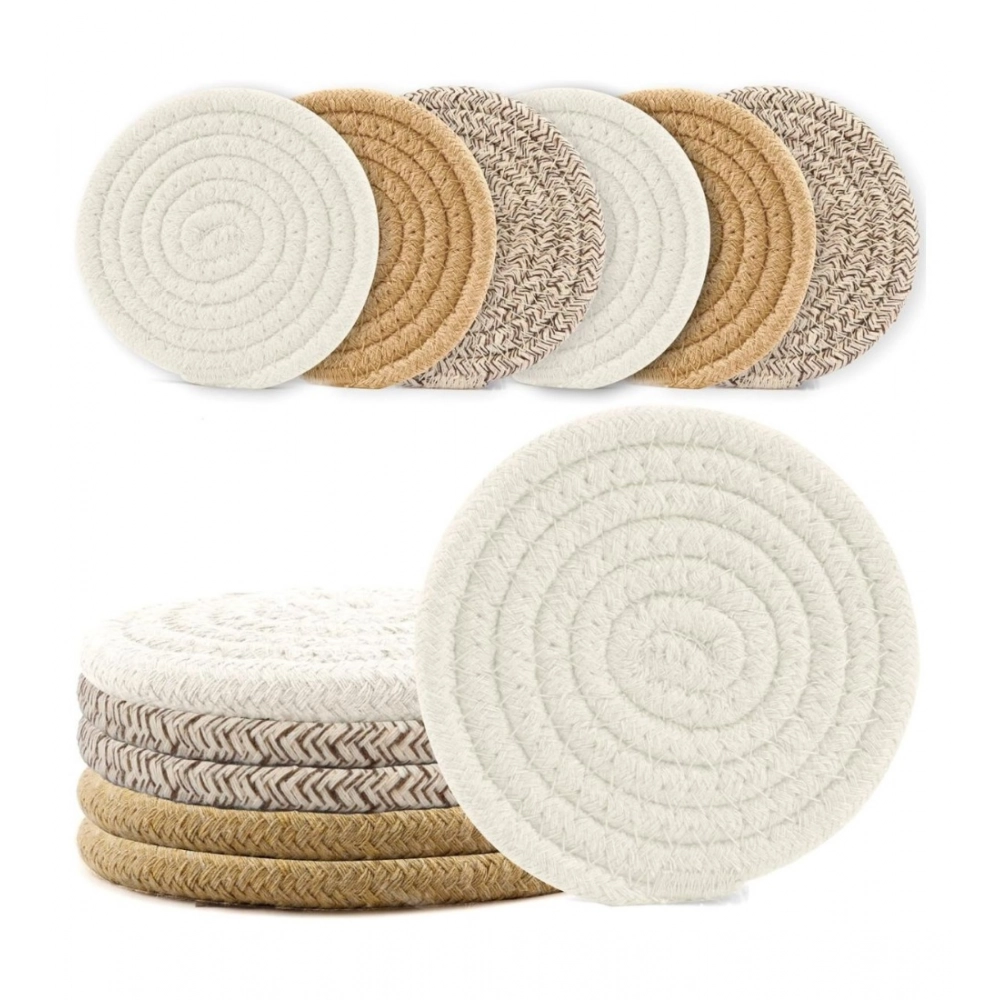 Cotton Rope Drink Coasters 6 Pcs Set (Multicolor) - Image 2