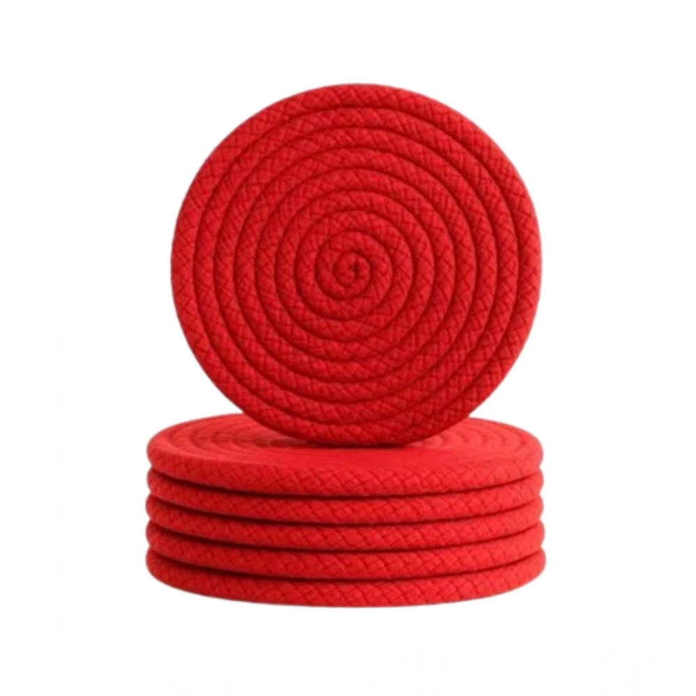 Cotton Rope Drink Coasters 6 Pcs Set (Red) - Image 2