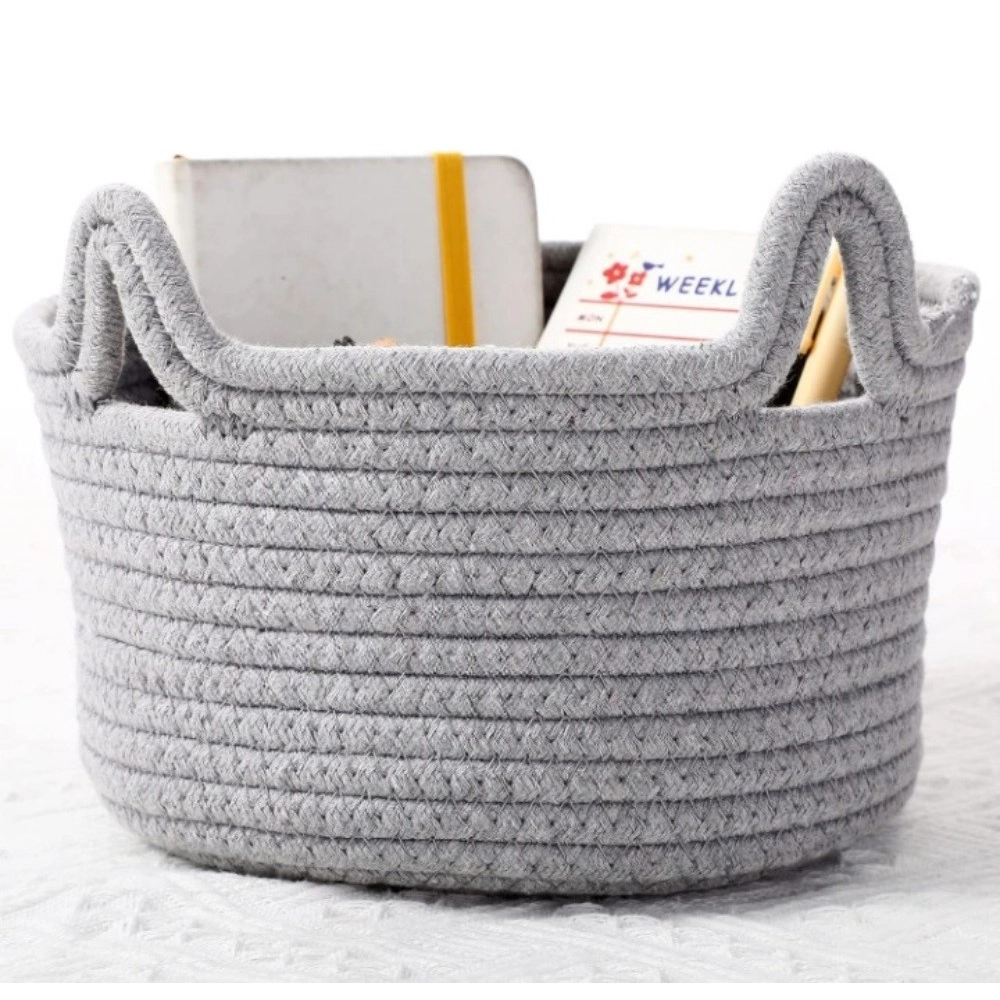 Cotton Pack Of_1 Cat Basket 8x4 Inch Storage Basket For Clothes (Grey) - Image 2