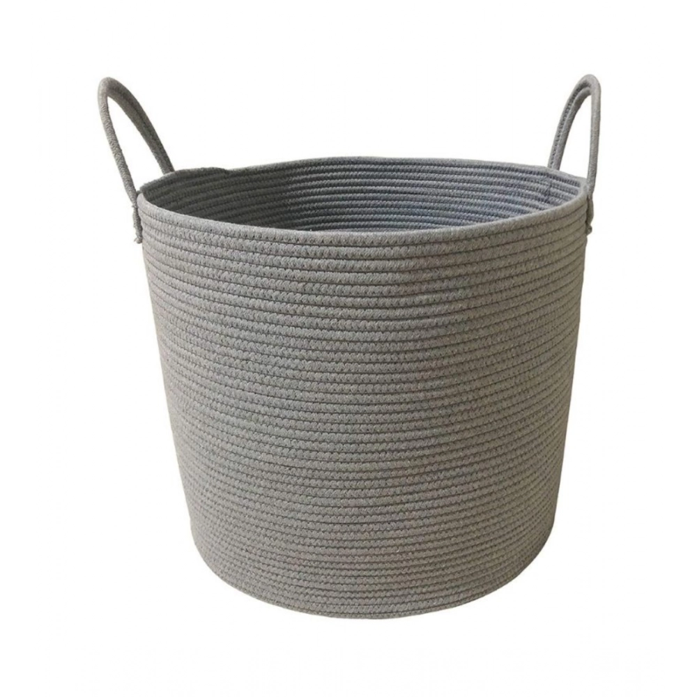 Cotton Pack Of_1 12x14 Inch Laundry Storage Basket For Clothes (Grey) - Image 2