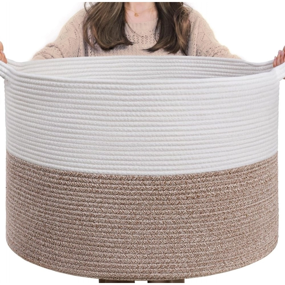 Cotton Pack Of_1 16x14 Inch Storage Basket For Clothes With Out Lid (Kidi-White) - Image 2
