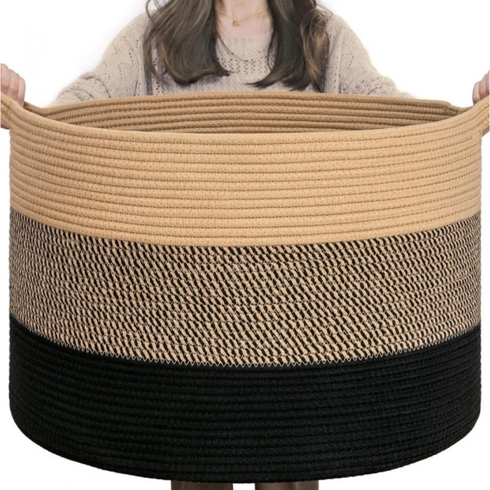 Cotton Pack Of_1 Mix 16x14 Inch Storage Basket For Clothes With Out Lid (Multicolor) - Image 2