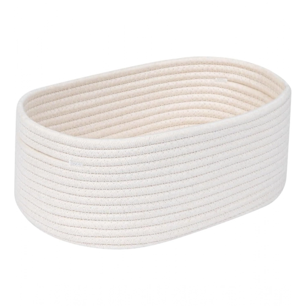 Cotton Oval 10x7x5 Inch Bedside Organizer With Out Lid (White) - Image 2