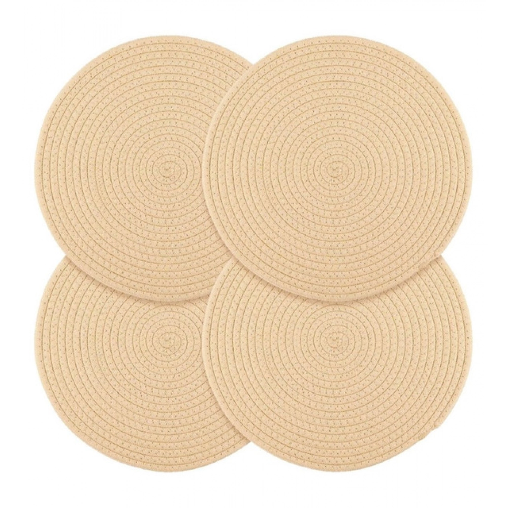 Cotton Dining Table Round Placemat Mats Set of 4 (Cream) - Image 2