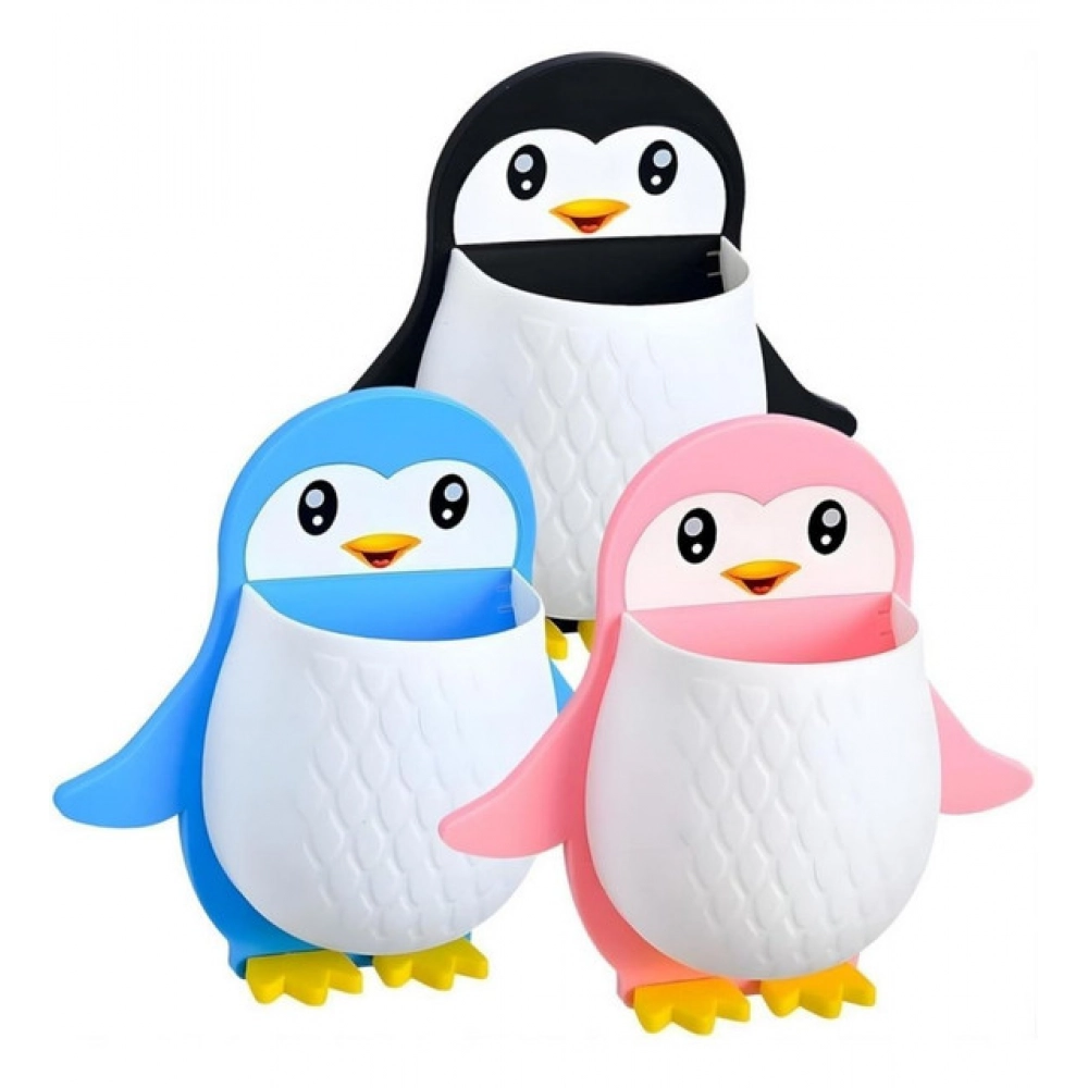 Pack of 3 Wall Mounted Penguin Design Toothpaste Holder (Multicolor) - Image 2