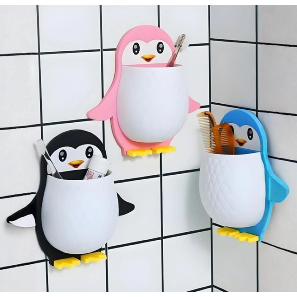 Pack of 3 Wall Mounted Penguin Design Toothpaste Holder (Multicolor) - Image 4