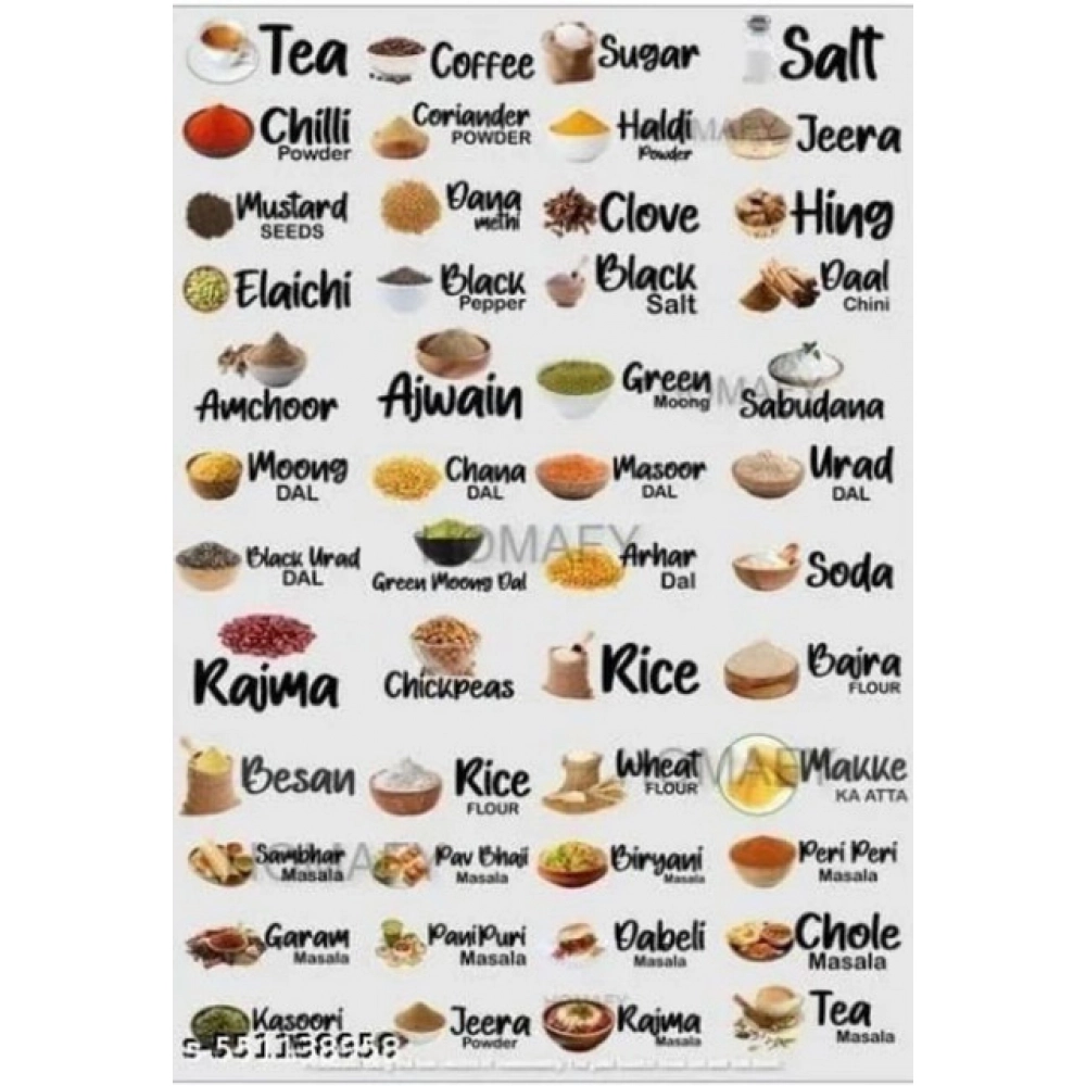 Generic Pack of 3 Kitchen Masala Sticker (Multicolor)