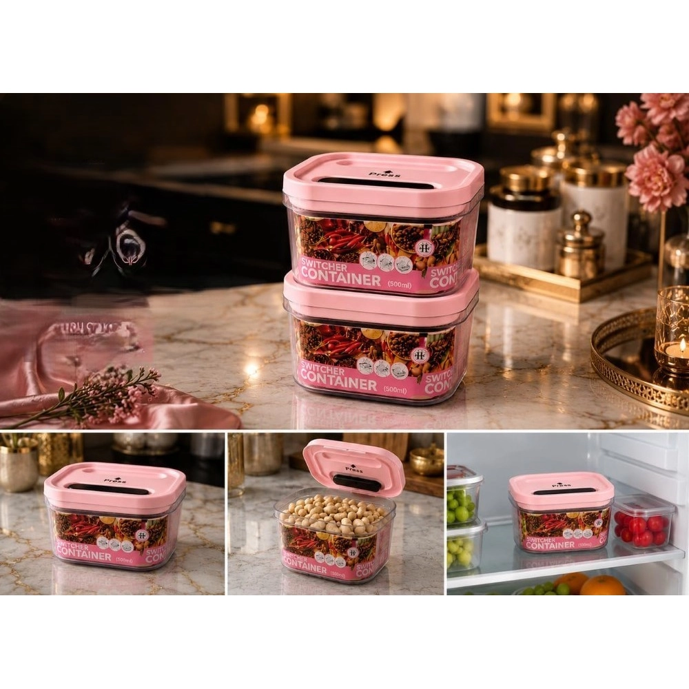 Generic Pack of 2 Switchers Airtight Storage Container Set 500 ML (Pink) - Image 3