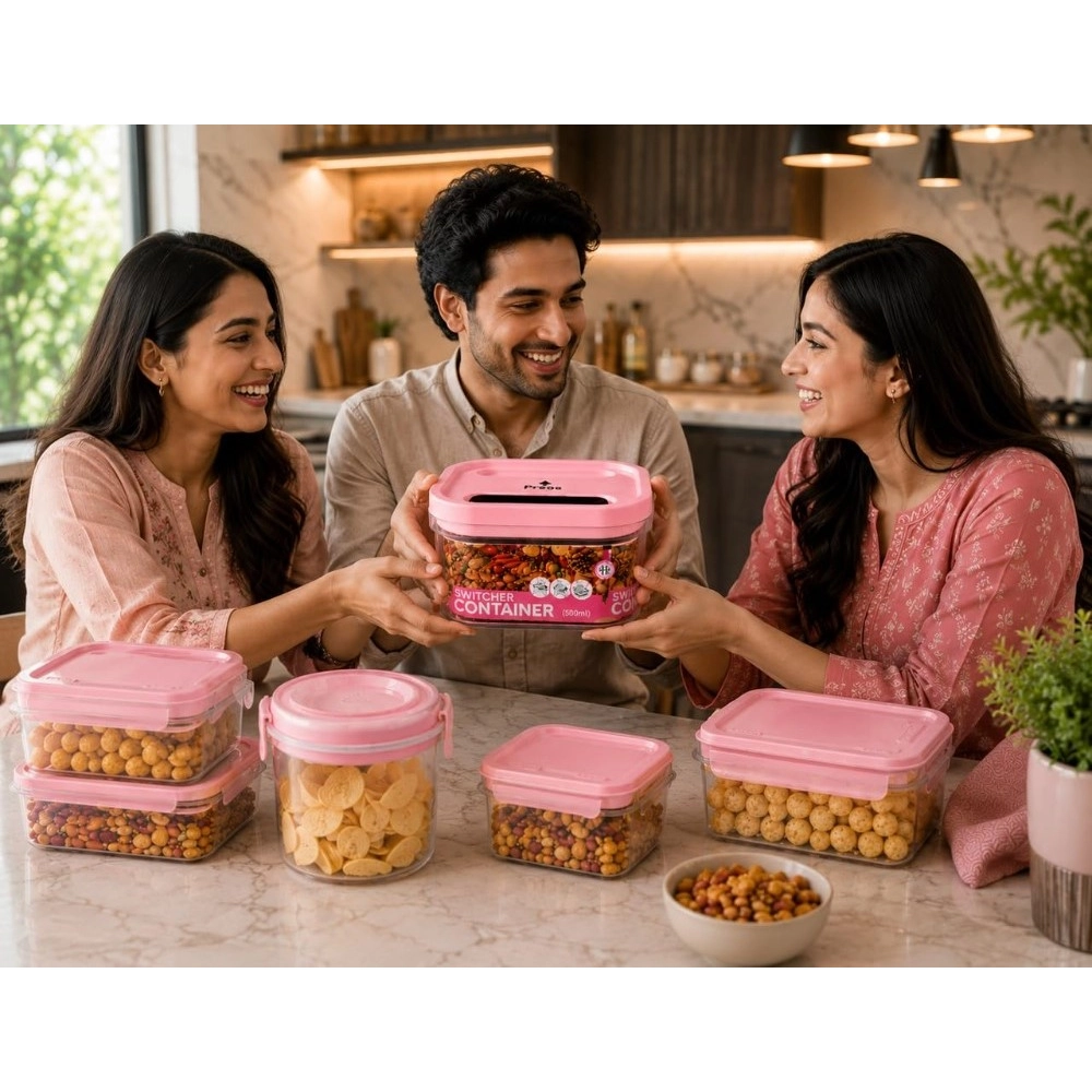 Generic Pack of 2 Switchers Airtight Storage Container Set 500 ML (Pink) - Image 4