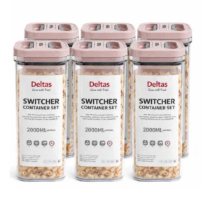 Generic Pack of 6 Switchers Airtight Storage Container Set 2000 ML (Pink)