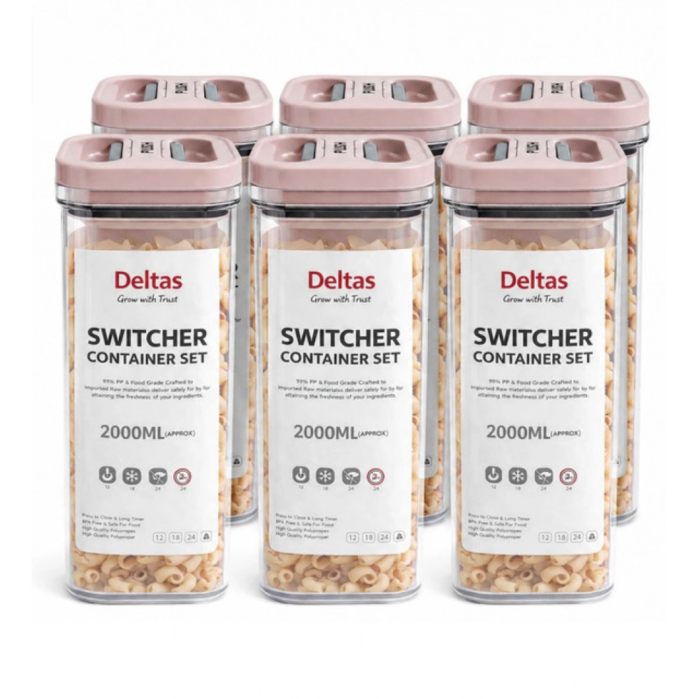 Generic Pack of 6 Switchers Airtight Storage Container Set 2000 ML (Pink) - Image 2