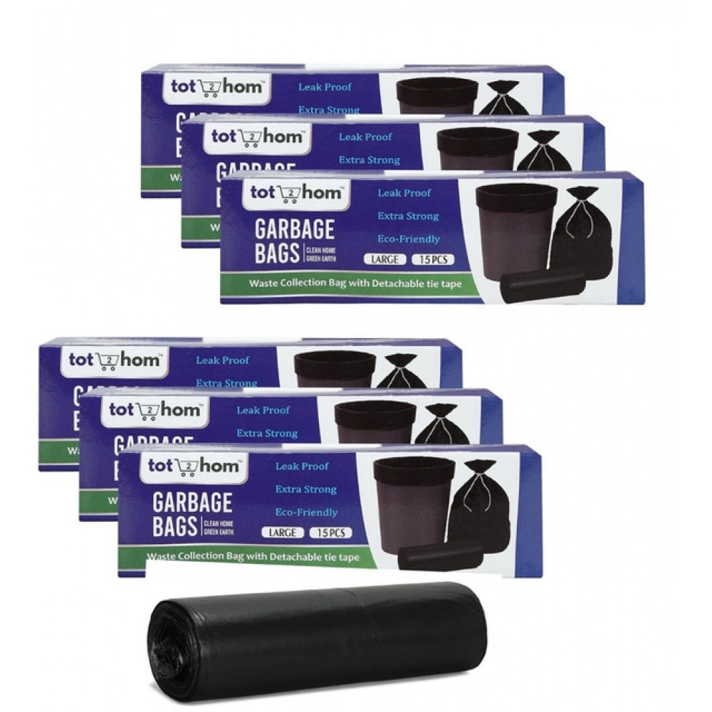 Pack of 6 Biodegradeable Vegetable-Paper 25 x 30 Inches Garbage Bag (Black)