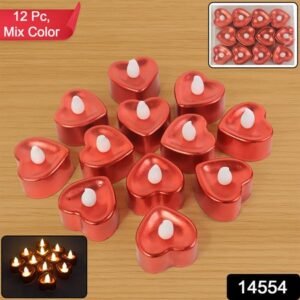 Heart Shaped Led Tea Light Candles (Mix Color 12 Pc)