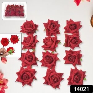 Flower Rose Hair Pin Clip Velvet Flower Design (12 Pcs Set)