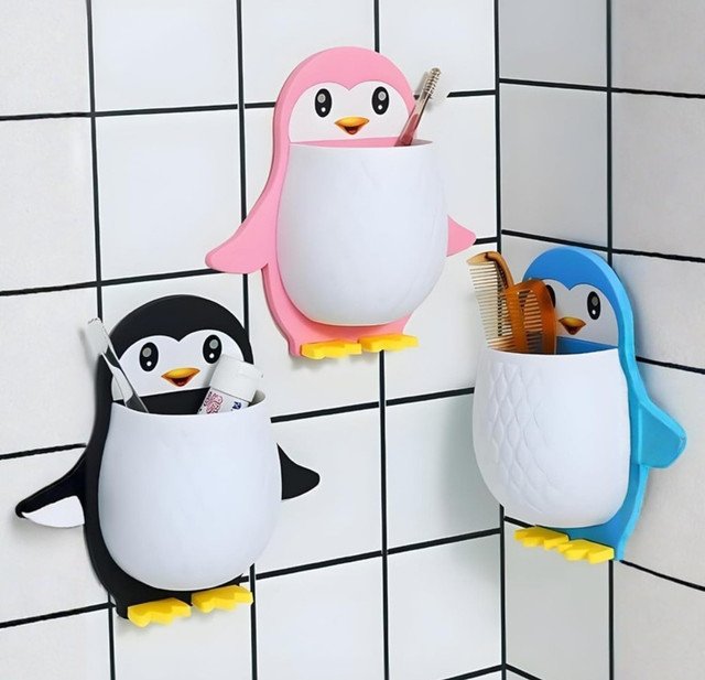 Wall Mounted Penguin Design Toothpaste Holder (Multicolor) - Image 4