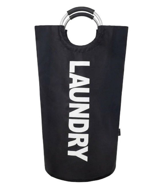 Polyester 90 L Laundry Basket for Clothes Storage Bag (Black) - Image 2
