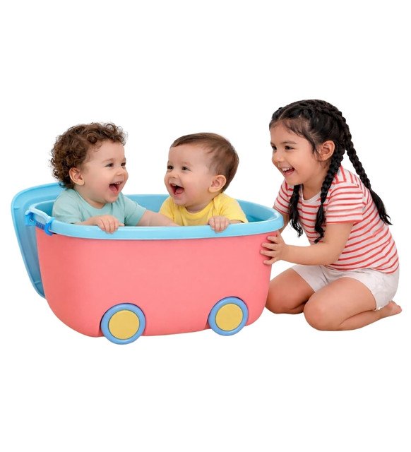 Plastic 45 L Rolling Toy Storage Box� (Multicolor) - Image 2