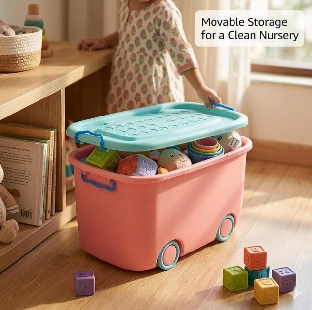 Plastic 45 L Rolling Toy Storage Box� (Multicolor) - Image 4