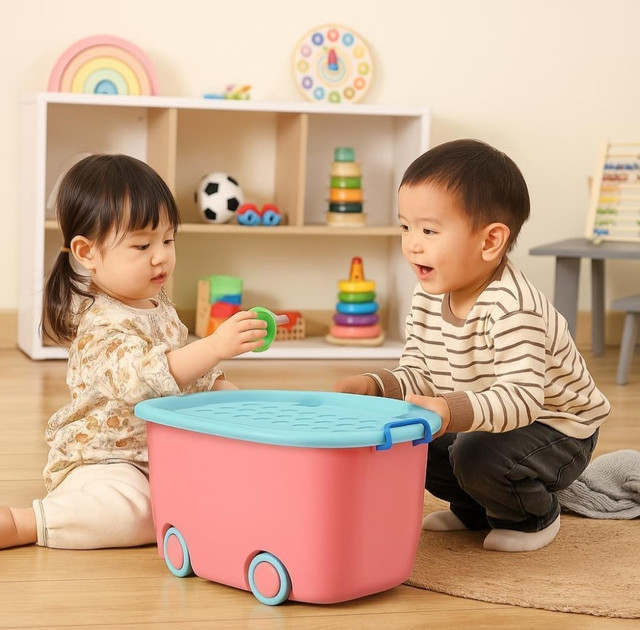 Plastic 45 L Rolling Toy Storage Box� (Multicolor) - Image 5
