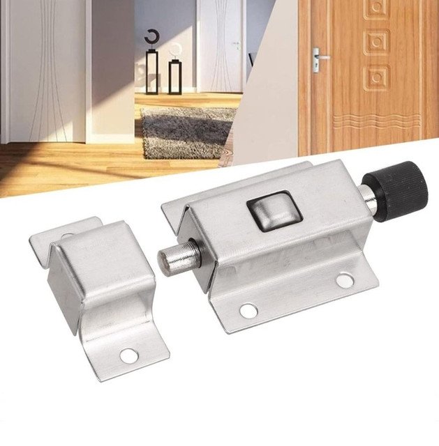 Stainless Steel Mini Door Spring Lock (Silver) - Image 3