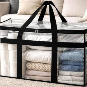 Acrylic Transparent Storage Bag with Zip & Handle (Transparent)